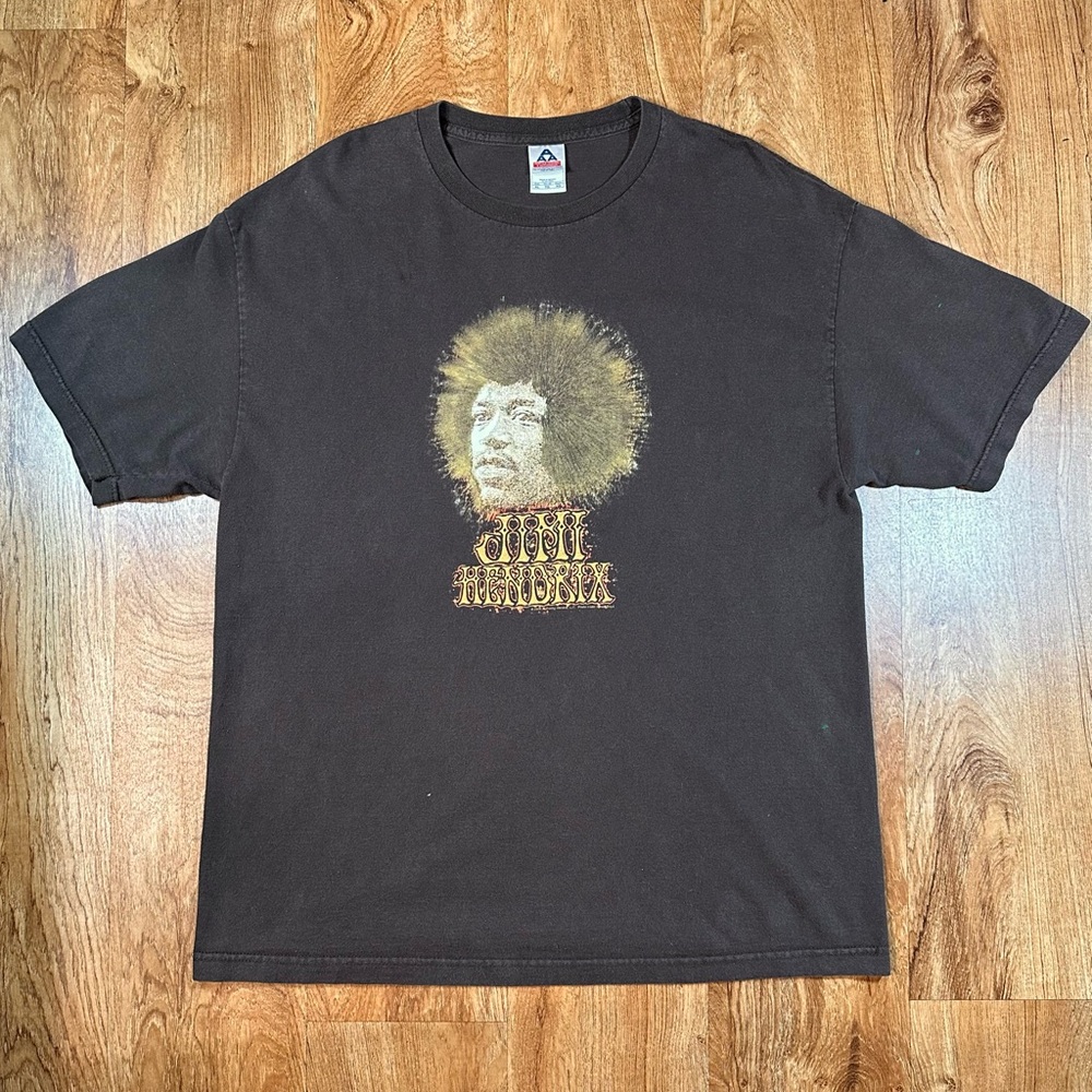 Vintage Y2K Jimi Hendrix Chocolate Brown Band Tee Size XL